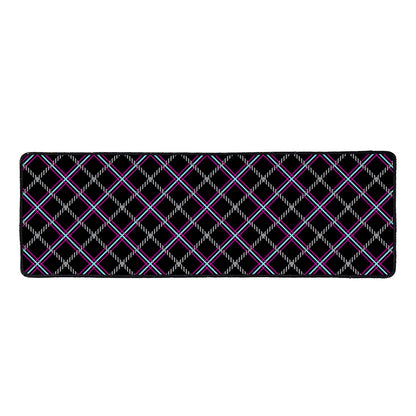 Black Grey Blue And Pink Tartan Print Long Kitchen Mat