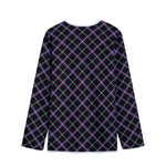 Black Grey Blue And Pink Tartan Print Long Sleeve Short Coat