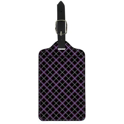 Black Grey Blue And Pink Tartan Print Luggage Tag