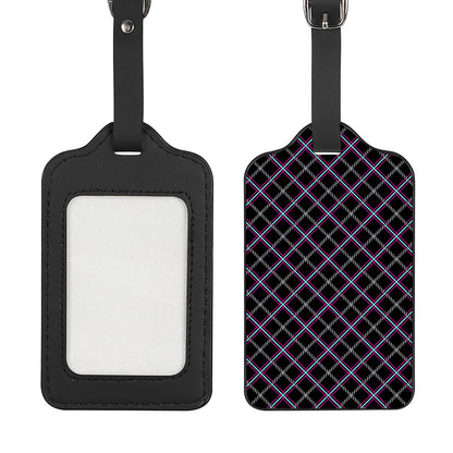 Black Grey Blue And Pink Tartan Print Luggage Tag