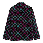 Black Grey Blue And Pink Tartan Print Men's Blazer