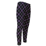 Black Grey Blue And Pink Tartan Print Men's Compression Pants
