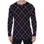 Black Grey Blue And Pink Tartan Print Men's Long Sleeve T-Shirt