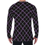 Black Grey Blue And Pink Tartan Print Men's Long Sleeve T-Shirt