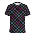 Black Grey Blue And Pink Tartan Print Men's Athletic T-Shirt
