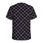 Black Grey Blue And Pink Tartan Print Men's Sports T-Shirt