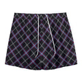 Black Grey Blue And Pink Tartan Print Mesh Shorts