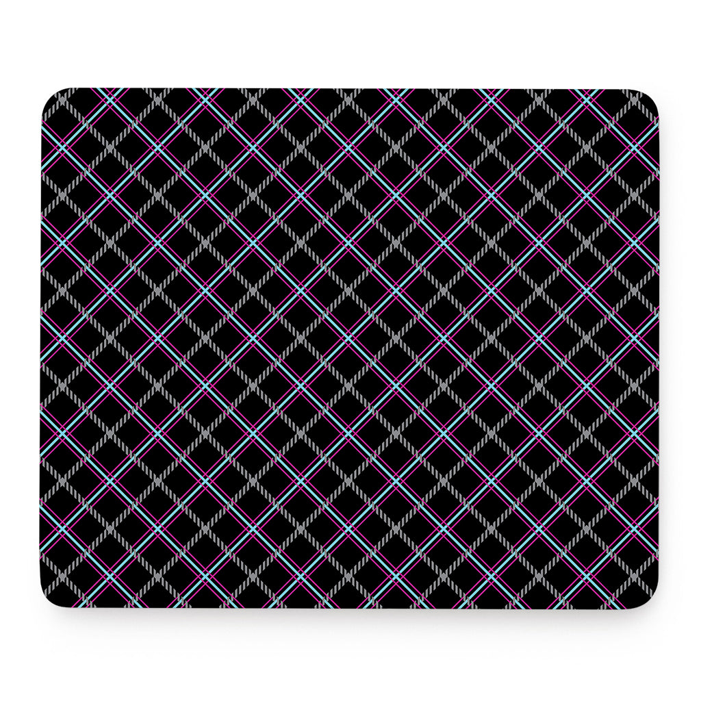 Black Grey Blue And Pink Tartan Print Mouse Pad