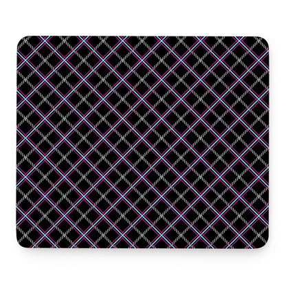 Black Grey Blue And Pink Tartan Print Mouse Pad