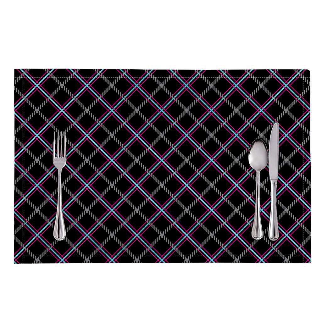 Black Grey Blue And Pink Tartan Print Placemat