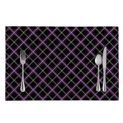 Black Grey Blue And Pink Tartan Print Placemat