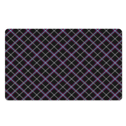 Black Grey Blue And Pink Tartan Print Polyester Doormat