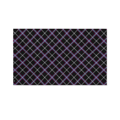 Black Grey Blue And Pink Tartan Print Polyester Flag