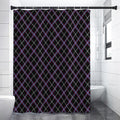 Black Grey Blue And Pink Tartan Print Premium Shower Curtain