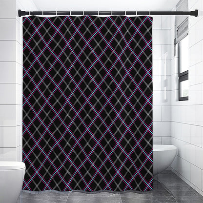 Black Grey Blue And Pink Tartan Print Premium Shower Curtain