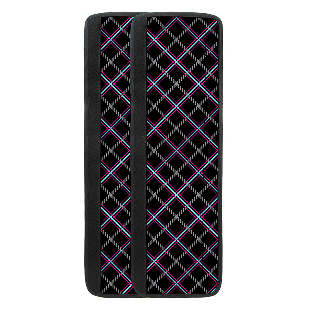 Black Grey Blue And Pink Tartan Print Refrigerator Handle Covers