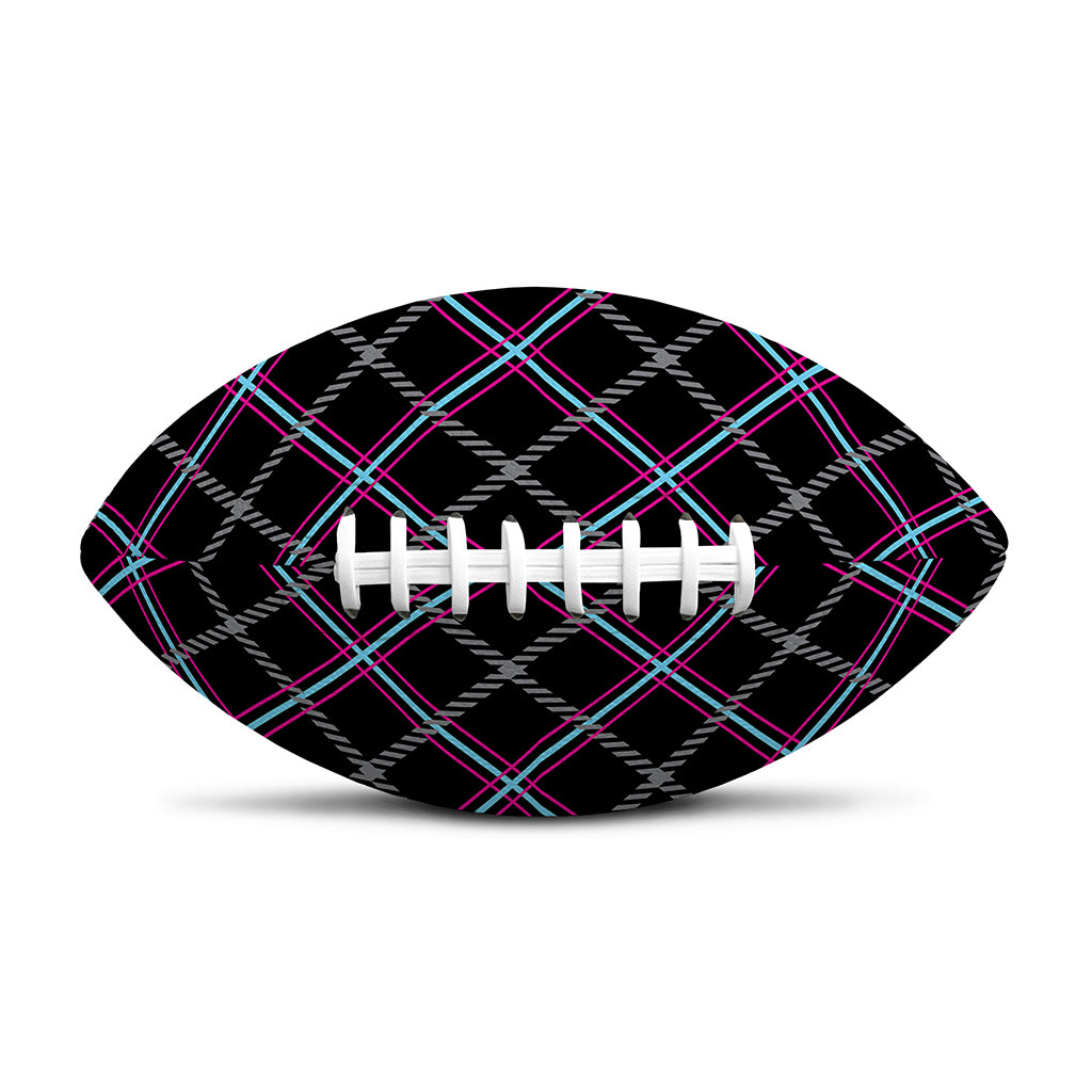 Black Grey Blue And Pink Tartan Print Rugby Ball
