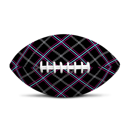 Black Grey Blue And Pink Tartan Print Rugby Ball