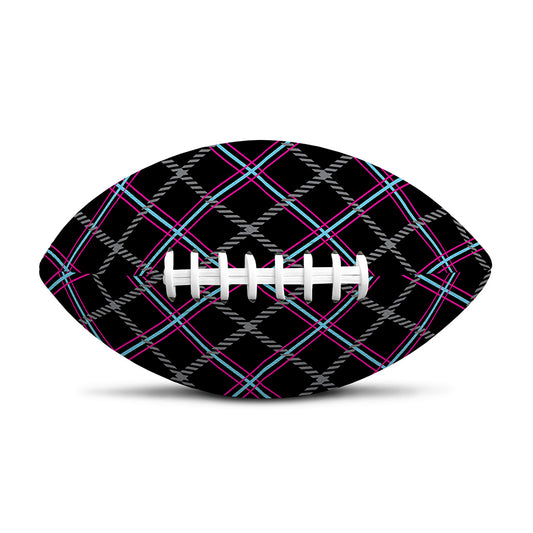 Black Grey Blue And Pink Tartan Print Rugby Ball