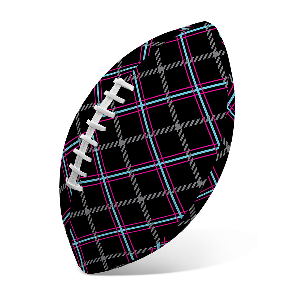 Black Grey Blue And Pink Tartan Print Rugby Ball