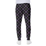 Black Grey Blue And Pink Tartan Print Scuba Joggers