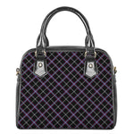 Black Grey Blue And Pink Tartan Print Shoulder Handbag