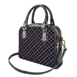 Black Grey Blue And Pink Tartan Print Shoulder Handbag