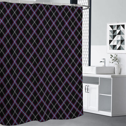 Black Grey Blue And Pink Tartan Print Shower Curtain