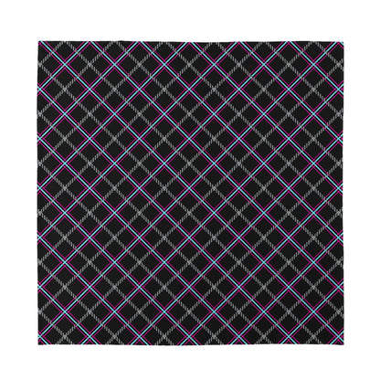 Black Grey Blue And Pink Tartan Print Silk Bandana