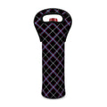 Black Grey Blue And Pink Tartan Print Single Neoprene Wine Tote