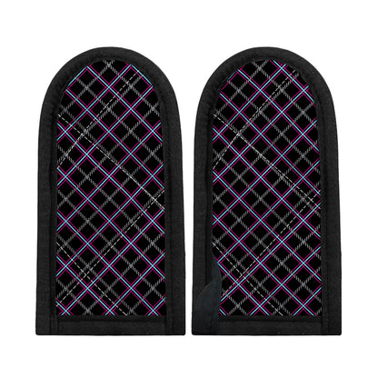 Black Grey Blue And Pink Tartan Print Skillet Handle Cover