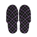 Black Grey Blue And Pink Tartan Print Slippers