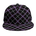 Black Grey Blue And Pink Tartan Print Snapback Cap