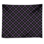 Black Grey Blue And Pink Tartan Print Tapestry
