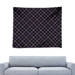 Black Grey Blue And Pink Tartan Print Tapestry
