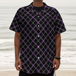 Black Grey Blue And Pink Tartan Print Textured Short Sleeve Shirt