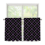 Black Grey Blue And Pink Tartan Print Tier Curtains