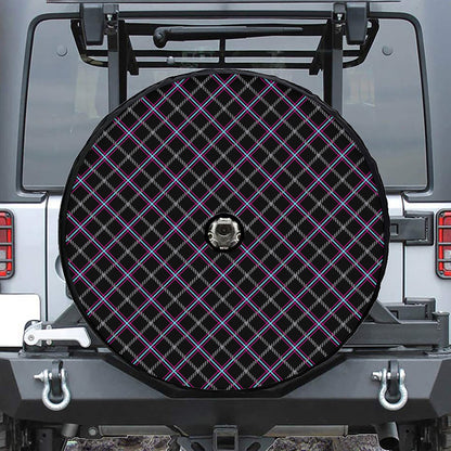 Black Grey Blue And Pink Tartan Print Tire Cover With Camera Hole