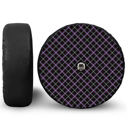Black Grey Blue And Pink Tartan Print Tire Cover With Camera Hole