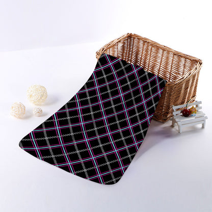 Black Grey Blue And Pink Tartan Print Towel