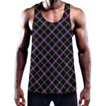Black Grey Blue And Pink Tartan Print Training Tank Top