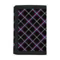 Black Grey Blue And Pink Tartan Print Trifold Wallet