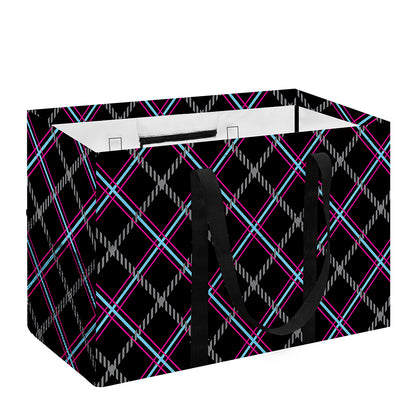 Black Grey Blue And Pink Tartan Print Utility Tote Bag