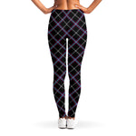 Black Grey Blue And Pink Tartan Print Women's Leggings