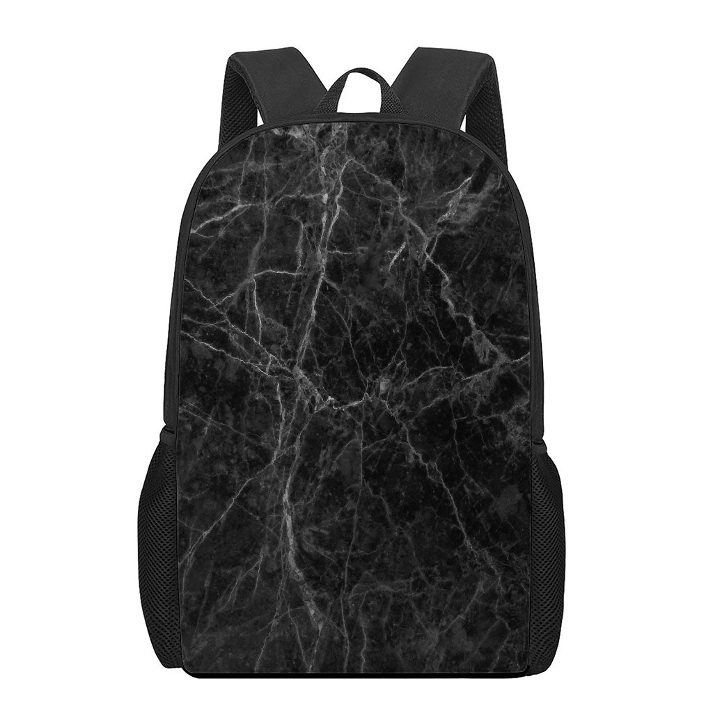 Black Grey Dark Marble Print 17 Inch Backpack
