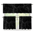 Black Grey Dark Marble Print 3 Piece Kitchen Curtains
