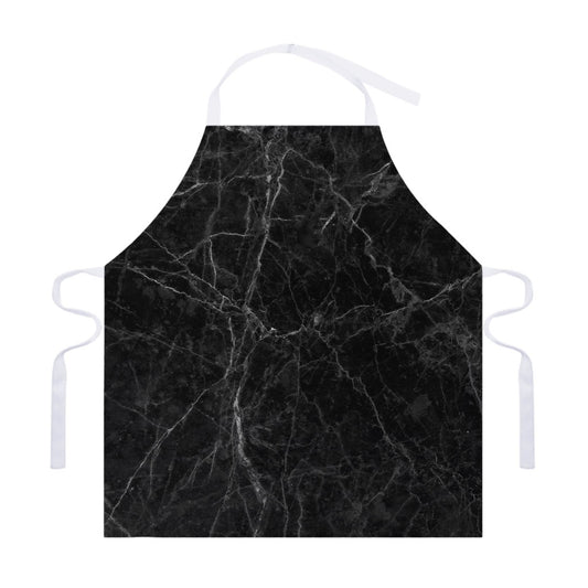 Black Grey Dark Marble Print Adjustable Apron