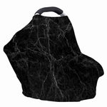 Black Grey Dark Marble Print Baby Seat Cover