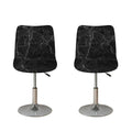 Black Grey Dark Marble Print Bar Stool Covers