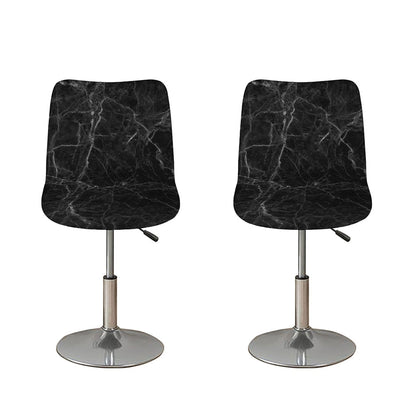 Black Grey Dark Marble Print Bar Stool Covers